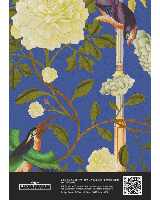 THE GARDEN OF IMMORTALITY Lapis Blue Wallpaper Sample