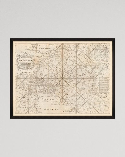 MAP OF WEST INDIES 1716 Framed Art
