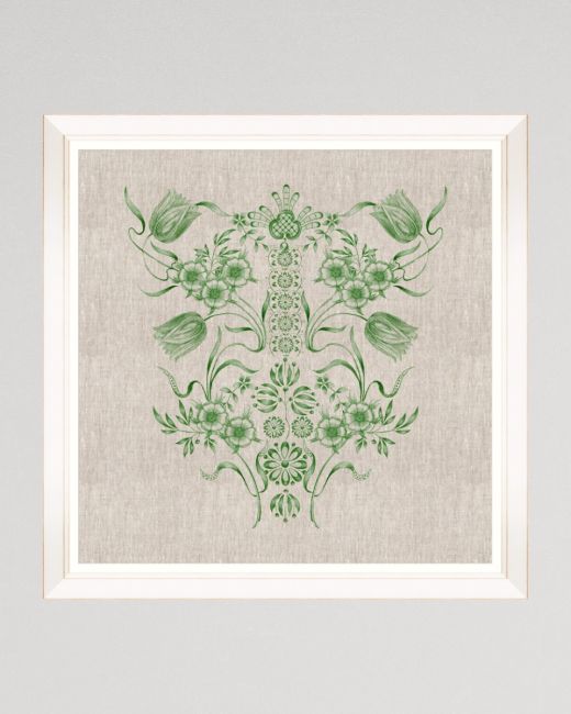 EMBROIDERY FOLK IV Framed Linen