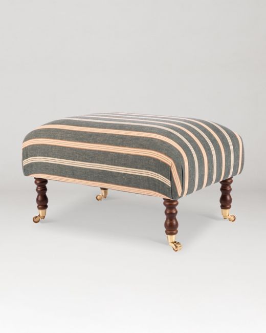 HUDSON STOOL - OREGON STRIPES Washed Linen Fabric