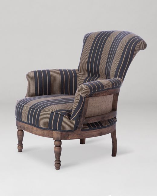 LOUIS DECONSTRUCTED CHAIR - NEWPORT STRIPES Heavy Linen Fabric