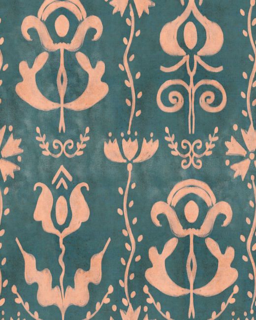 GRANDMA'S STENCIL Milky Blue Wallpaper