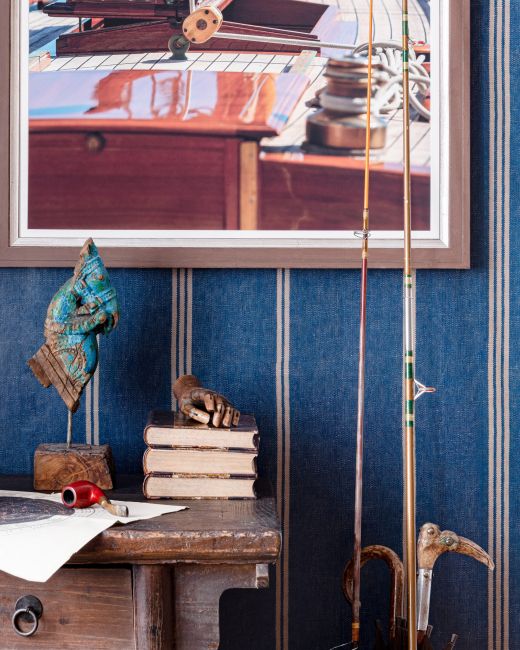 KATALIN STRIPE Seaport Blue Wallpaper