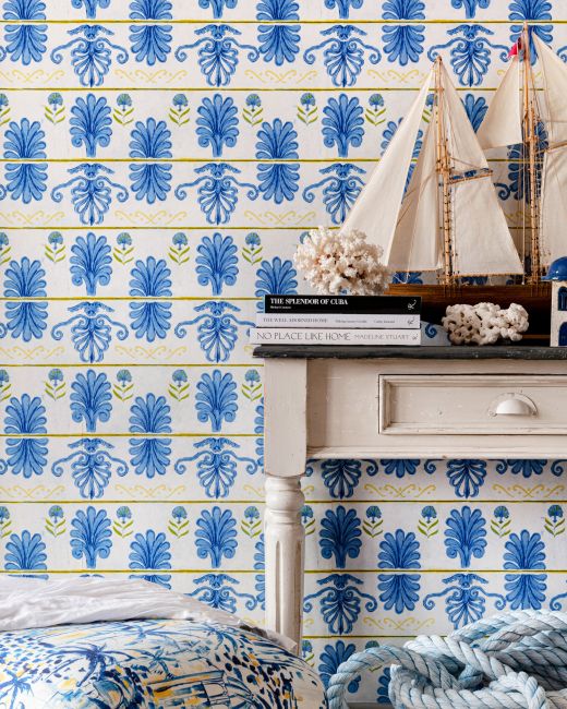 MYKONOS VILLA MOTIF White Sand Wallpaper