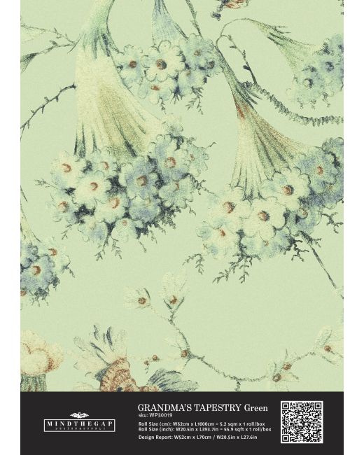 GRANDMA'S TAPESTRY Green Wallpaper Sample
