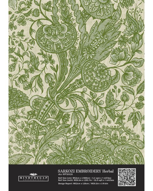 SARKOZI EMBROIDERY Herbal Wallpaper Sample