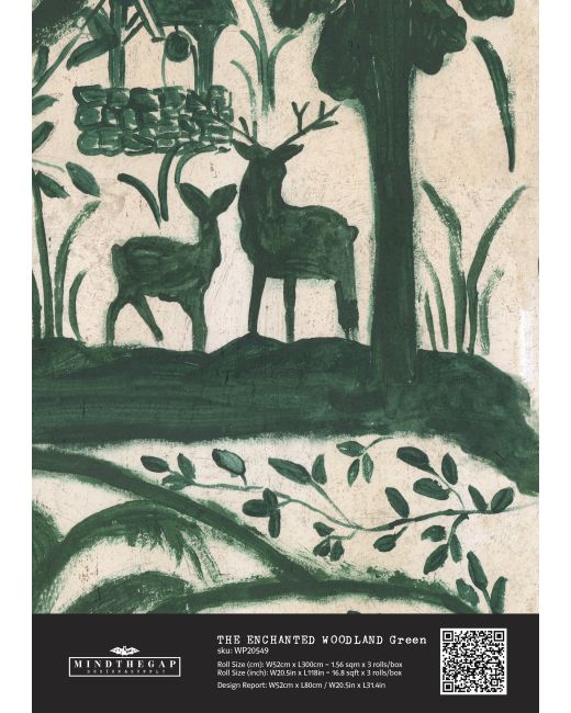 THE ENCHANTED WOODLAND Green Wallpaper Sample