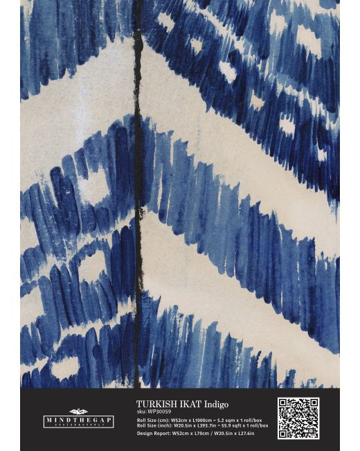TURKISH IKAT Indigo Wallpaper Sample