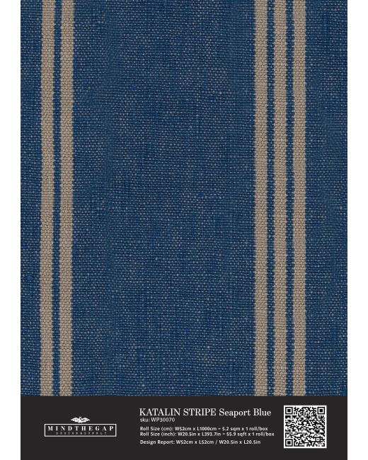 KATALIN STRIPE Seaport Blue Wallpaper Sample