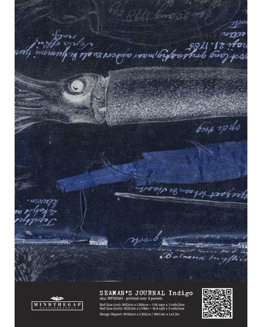 SEAMAN'S JOURNAL indigo Wallpaper Sample