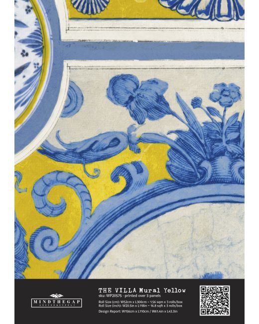 THE VILLA Mural Yellow Wallpaper Sample