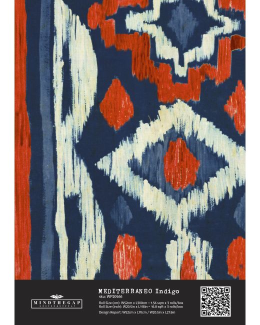 MEDITERRANEO Indigo Wallpaper Sample
