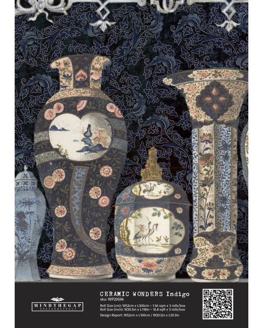 CERAMIC WONDERS Indigo Wallpaper Sample