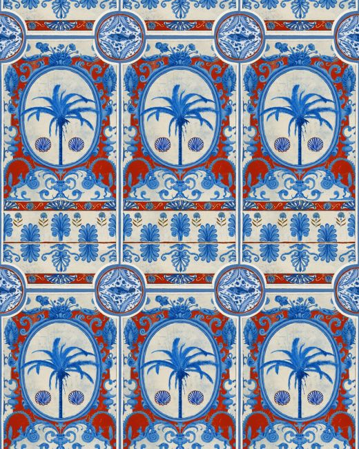 THE VILLA Mural Red Wallpaper