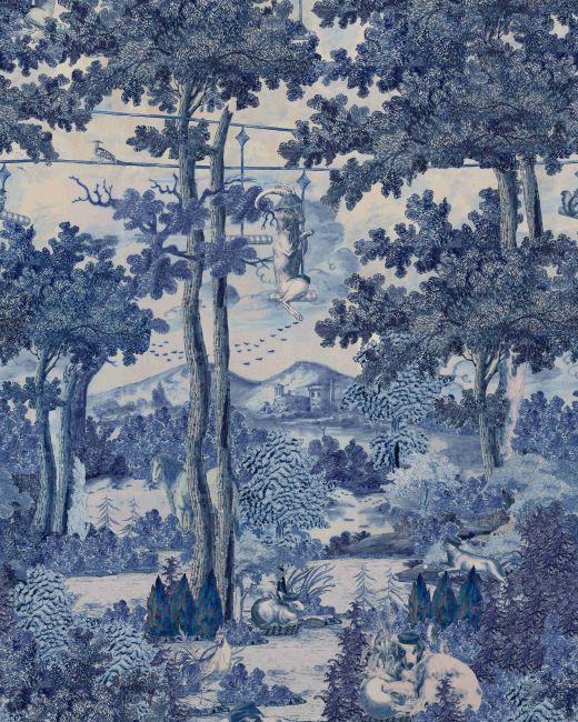 TOILE DU CARPATHIANS Indigo Wallpaper