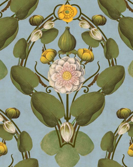 NYMPHAEA Powder Blue Wallpaper Sample