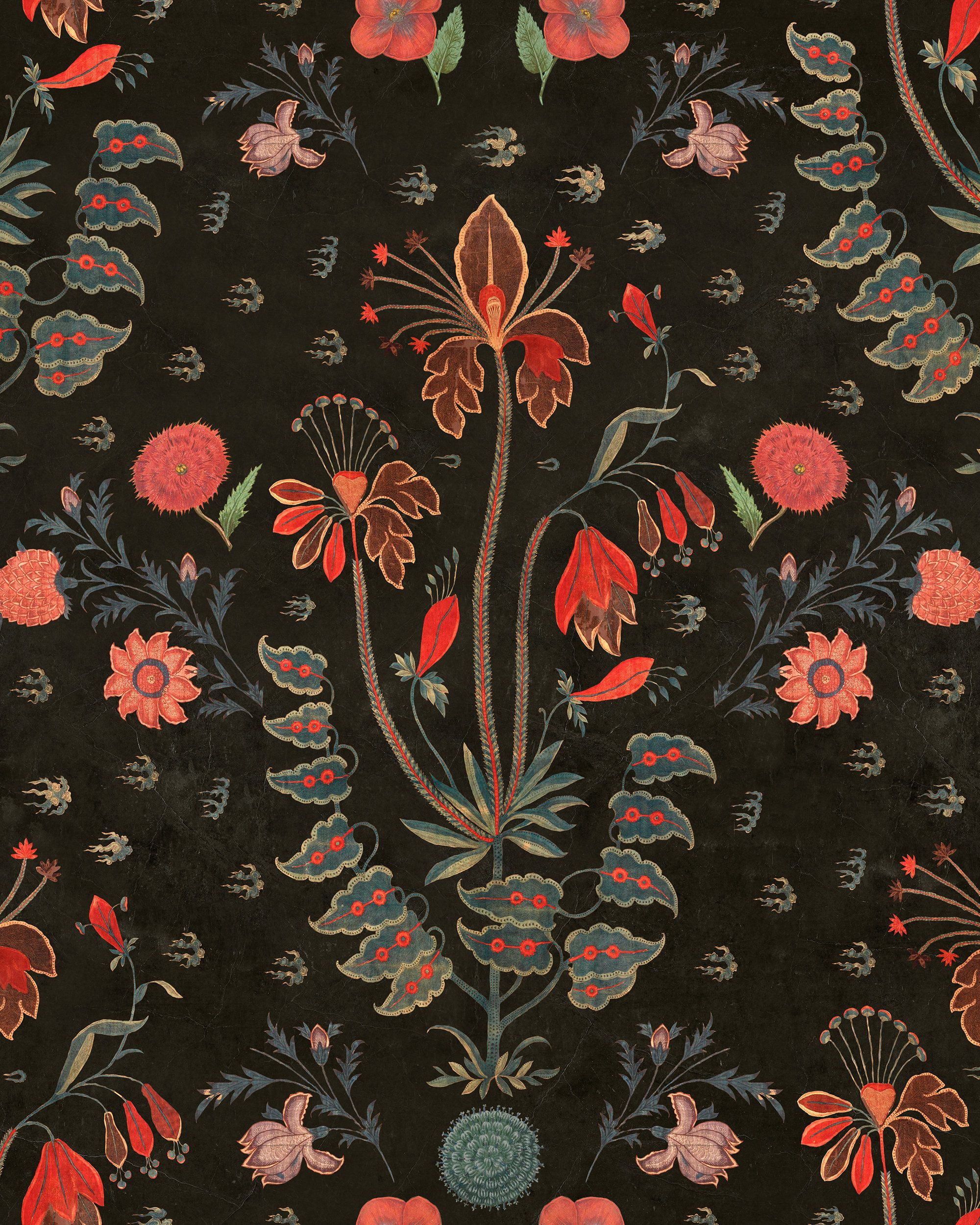 GYPSY Anthracite Wallpaper MINDTHEGAP Anthracite Vintage Floral