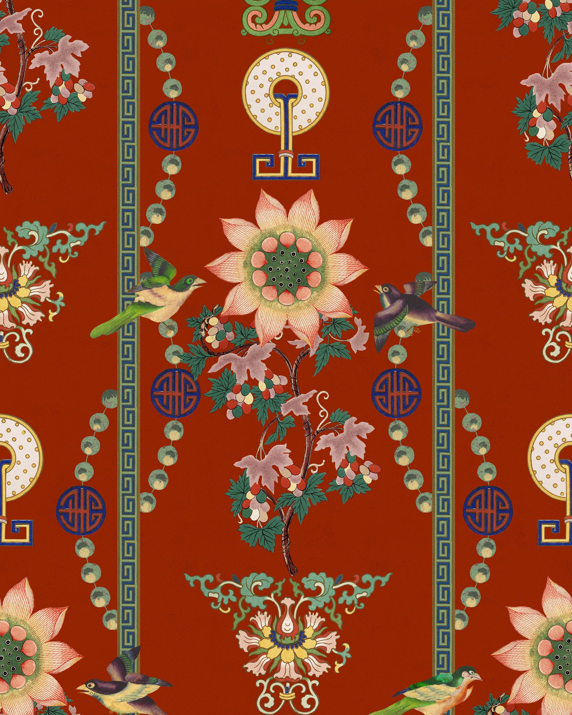 red traditional wallpaper